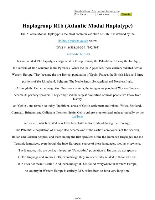 Haplogroup R1b (Atlantic Modal Haplotype) - waughfamily.ca