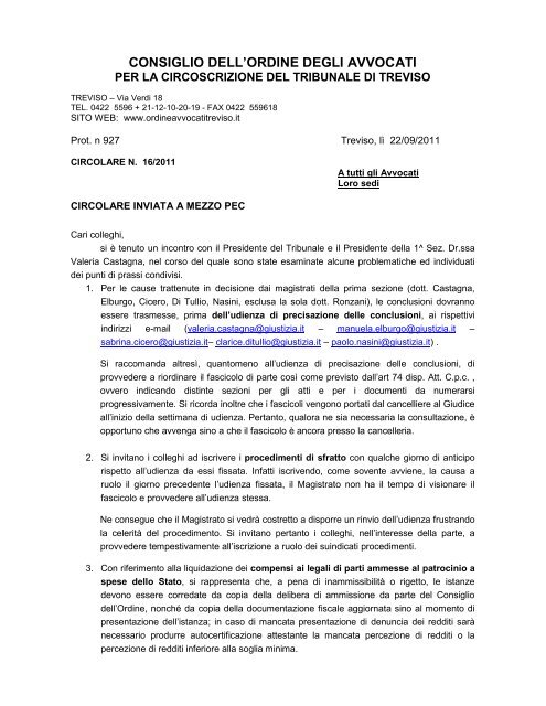 circolare - Ordine degli Avvocati di Treviso