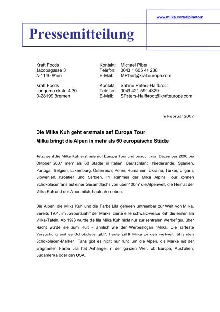 Pressemitteilung Milka