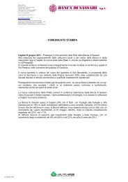 Comunicato Stampa inaugurazione Cagliari 3 - Banca di Sassari