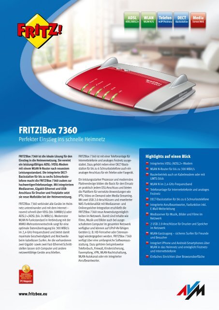 Datenblatt Avm Fritz Box 7360 Shop