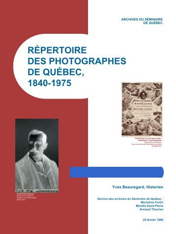 Répertoire des photographes de Québec, 1840-1975 - Musée de la ...