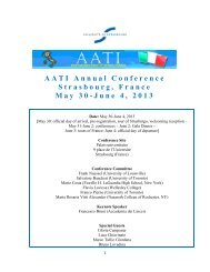 AATI Annual Conference Strasbourg, France May 30-June 4, 2013