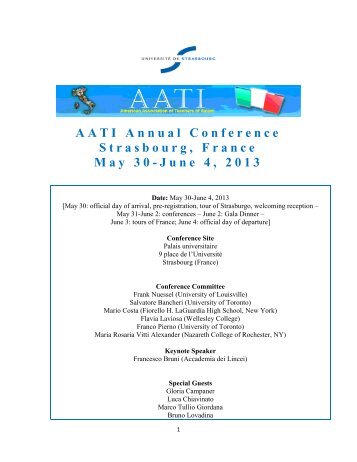 AATI Annual Conference Strasbourg, France May 30-June 4, 2013