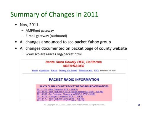 2011 Year End Summary - Santa Clara County Ares/Races