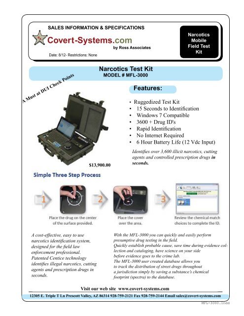 Narcotics Drug Test Kit: Model# MFL-3000 - Covert Systems