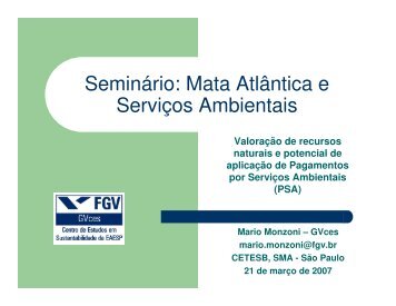 Seminário: Mata Atlântica e Serviços Ambientais - Reserva da ...