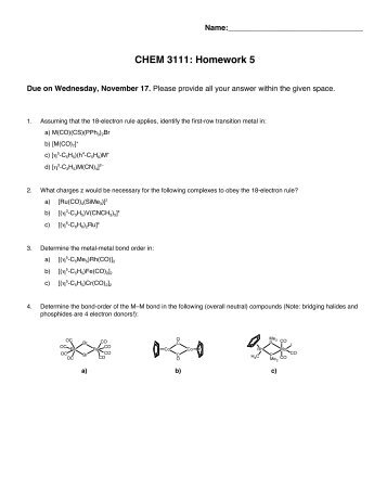 CHEM 3111: Homework 5