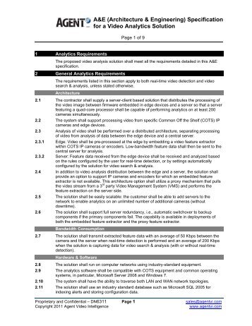 A&E Specifications - Agent Vi