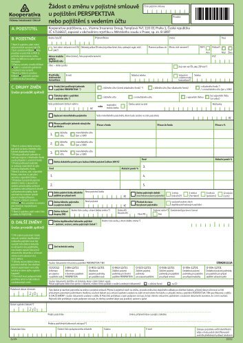 Å½Ã¡dost o zmÄnu v pojistnÃ© smlouvÄ u pojiÅ¡tÄnÃ­ PERSPEKTIVA nebo ...