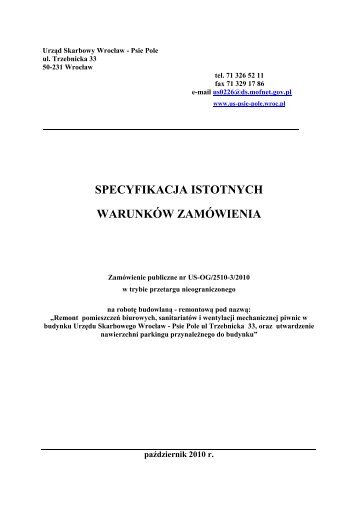 Formularz Ofertowy - Urząd Skarbowy Wrocław Psie Pole