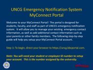 UNCG Emergency Notification System MyConnect Portal