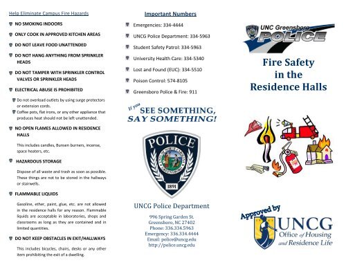 Fire Safety in the Residence Halls - UNCG Police Department