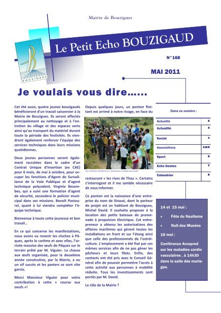 Télécharger le petit écho de Bouzigues Mai 2011 au format PDF