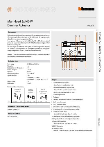 Multi-load 2x400 W Dimmer Actuator