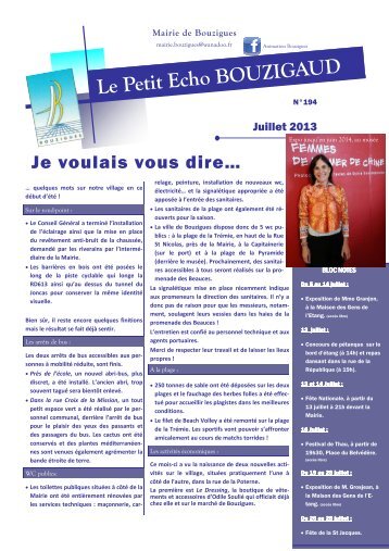 Télécharger le petit écho de Bouzigues Juillet 2013 au format PDF