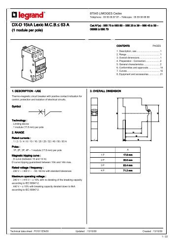 DX-D 15kA Lexic M.C.B.≤ 63 A - Legrand