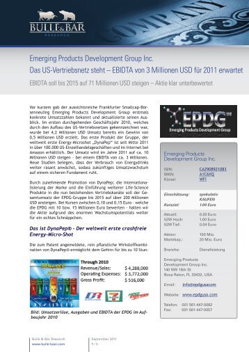 Emerging Products Development Group Inc. Das US-Vertriebsnetz ...