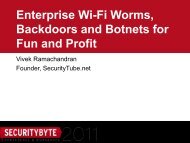 Enterprise Wi-Fi Worms, Backdoors and Botnets for ... - Securitybyte