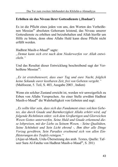 Hadhrat Mirza Masroor Ahmad - Ahmadiyya Muslim Jamaat Schweiz