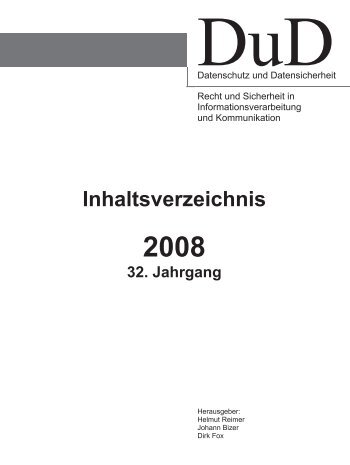2008 32. Jahrgang - Datenschutz und Datensicherheit