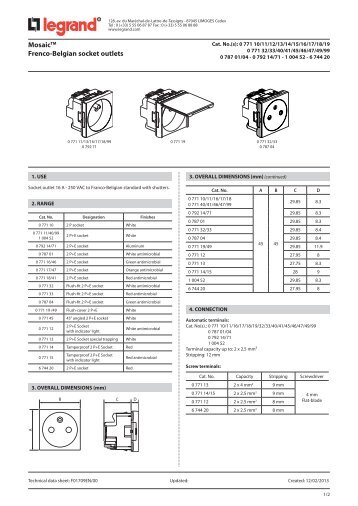 MosaicTM Frenco-Belgian socket outlets