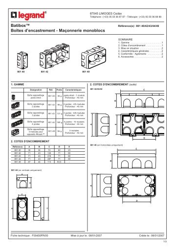 Batibox™ Boîtes d'encastrement - Maçonnerie monoblocs