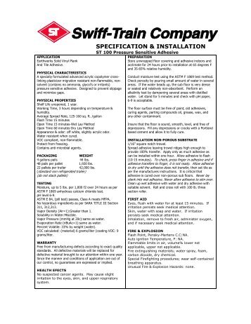 ST100 Specifications & MSDS - Bolick Distributors