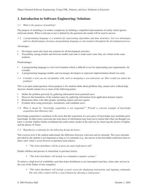 1. Introduction to Software Engineering: Solutions