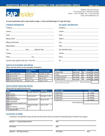 insertion order and contract for advertising space - Resources for ...