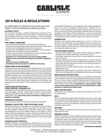 Rules and Regulations - Carlisle Events