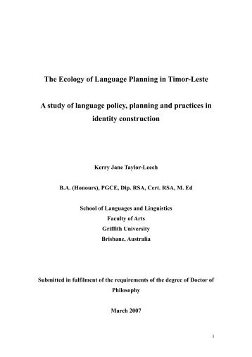 The Ecology of Language Planning in Timor-Leste - Secretaria de ...