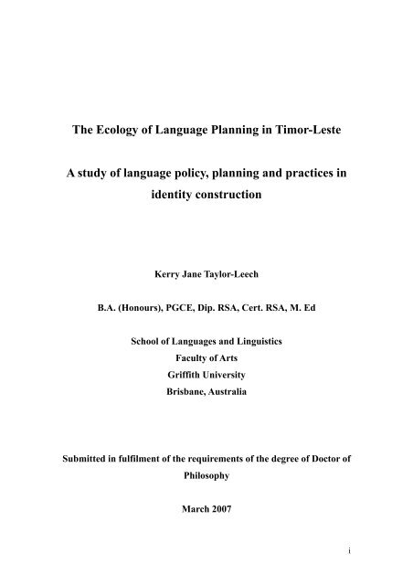 The Ecology Of Language Planning In Timor Leste Secretaria De