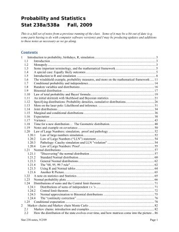 Probability and Statistics Stat 238a/538a Fall, 2009