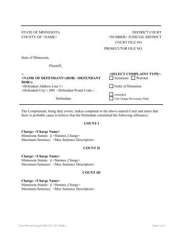 Criminal Complaint Form II