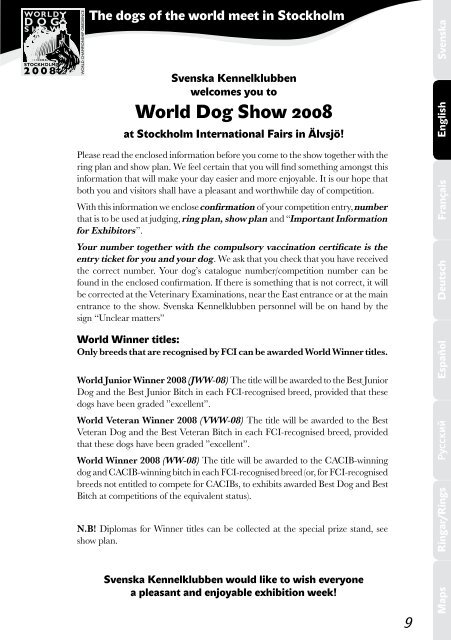 World Dog Show Exhibitors Information - Svenska Kennelklubben