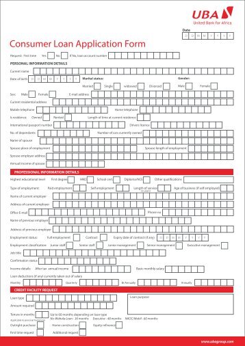 Consumer Loan Application Form