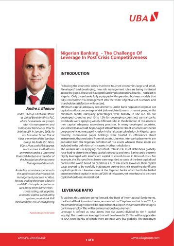 Nigerian Banking - the challenge of leverage in post crisis ... - UBA Plc
