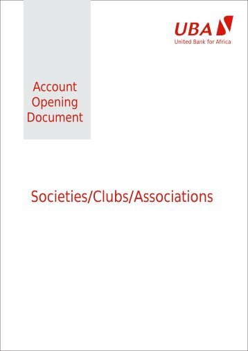 Societies account opening Form - UBA Plc