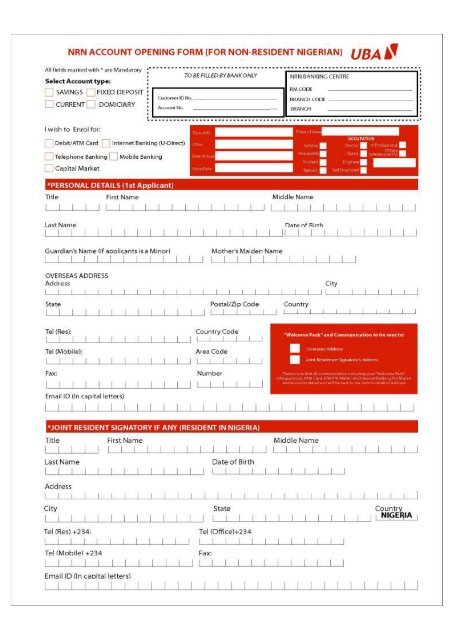 Nrn Bank Account Opening Forms