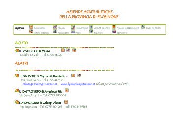 elenco agriturismi - Provincia di Frosinone