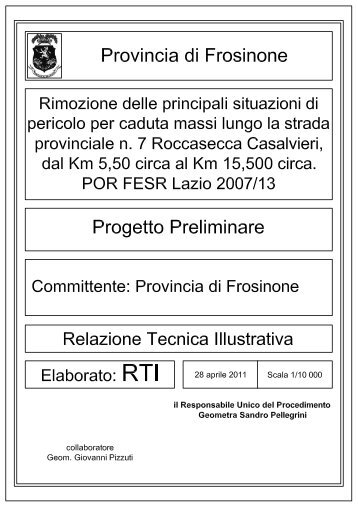 Preliminare - Relazione tecnica - Provincia di Frosinone