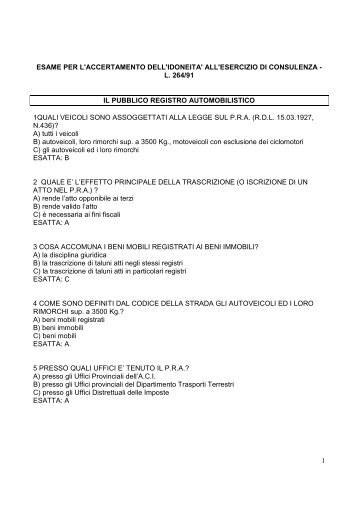 QUIZ ESAMI 3 - Provincia di Frosinone