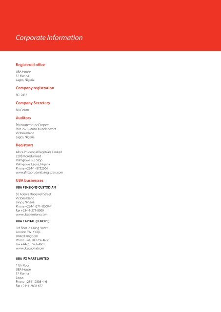 2012 Annual Report & Financial Statements - UBA Plc