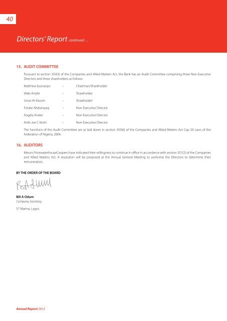 2012 Annual Report & Financial Statements - UBA Plc