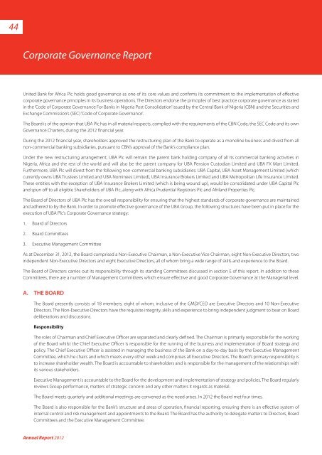 2012 Annual Report & Financial Statements - UBA Plc