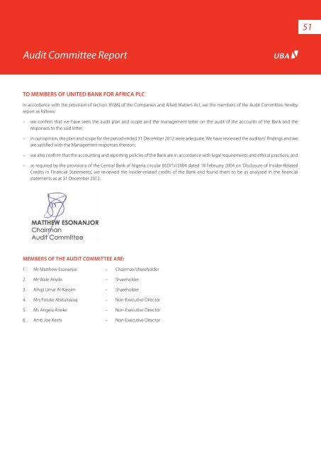 2012 Annual Report & Financial Statements - UBA Plc