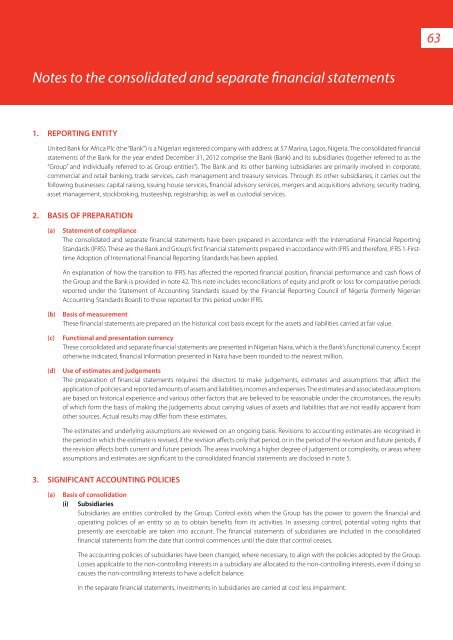 2012 Annual Report & Financial Statements - UBA Plc