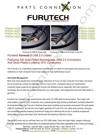 Furutech Formula 2 USB 2.0 Cables Featuring ... - Parts ConneXion