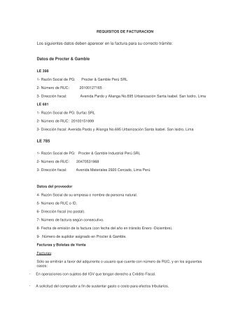 Los siguientes datos deben aparecer en la factura ... - PGSupplier.com